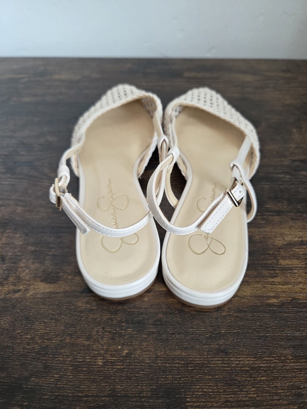 Jessica Simpson Ivory Cream Crochet Pointed Toe Mules Flats Beach Wedding 9.5 - Picture 3 of 7